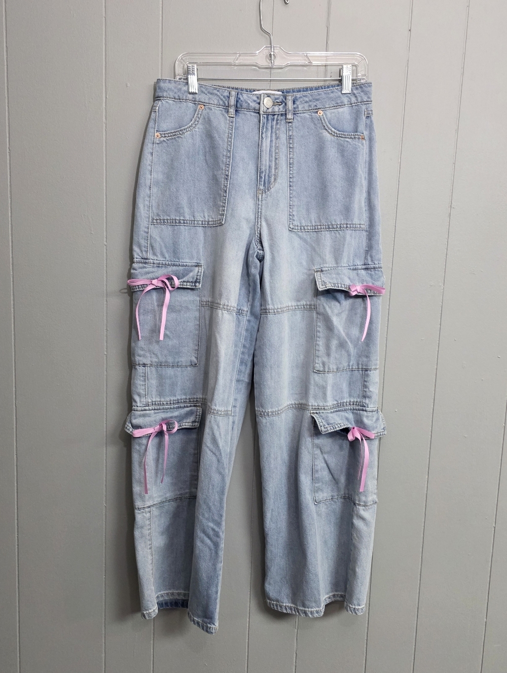 Vanilla Star High Rise Bow Tie Cargo Jeans Size 9